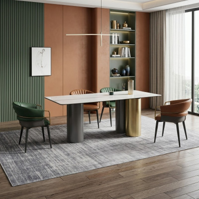 Stijlvolle eetkamerset, ontwerper eettafel, luxe zitgroep, 6 stoelen, 7 delen.