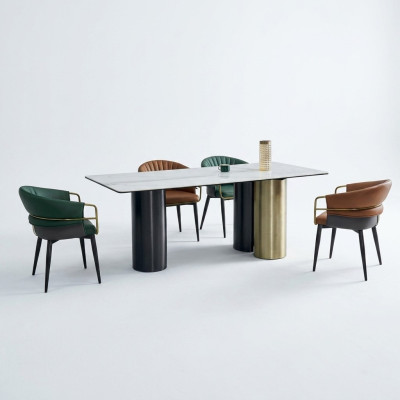 Stijlvolle eetkamerset, ontwerper eettafel, luxe zitgroep, 6 stoelen, 7 delen.