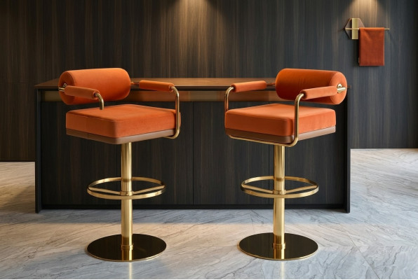 Oranje Barkruk Roestvrijstalen zitter Elegant éénzits Modern lounge meubilair