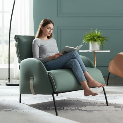 Ontwerper Groene Stoel Moderne Fauteuil 1-Zits Loungestoel