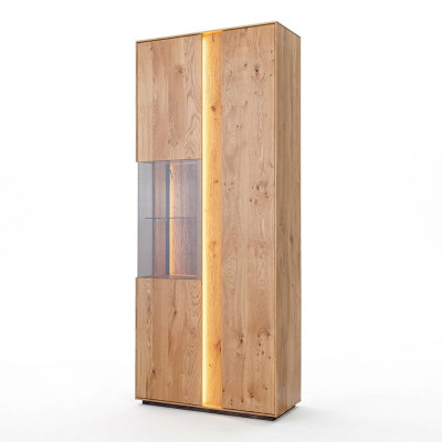 Woonkamer Bruine houten vitrine LED-vitrine Houten kast Glazen kast Nieuw