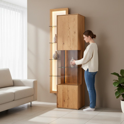 Designer eetkamer dressoir Bruin houten kast Woonkamer vitrine Nieuw