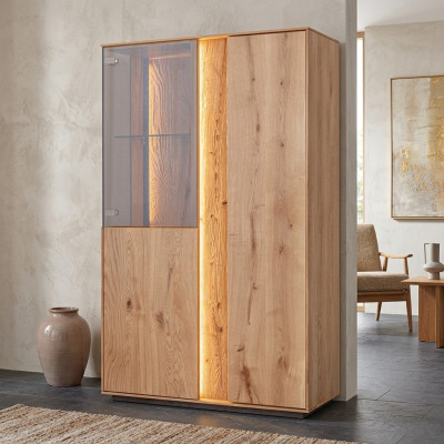 Bruine LED-vitrine Luxe dressoir Houten meubels Design glazen kasten