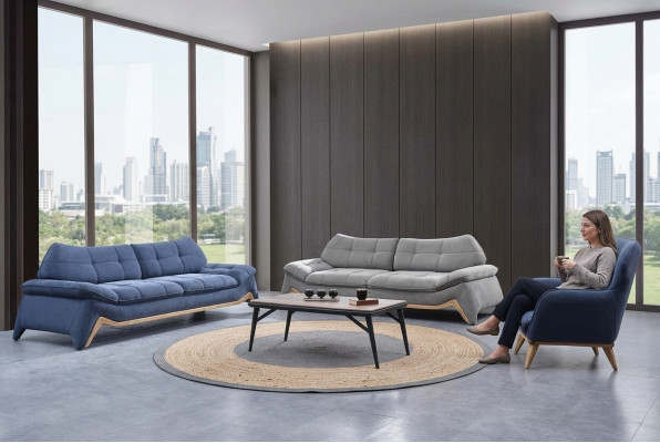 Moderne woonkamer bankstel 3+3-zits gestoffeerde fauteuil bankstel
