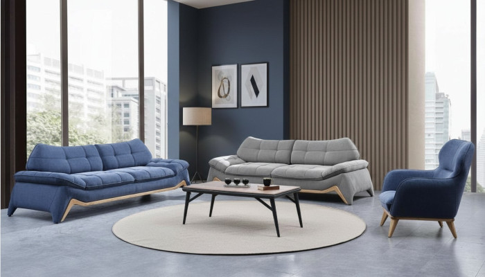 Moderne woonkamer bankstel 3+3-zits gestoffeerde fauteuil bankstel