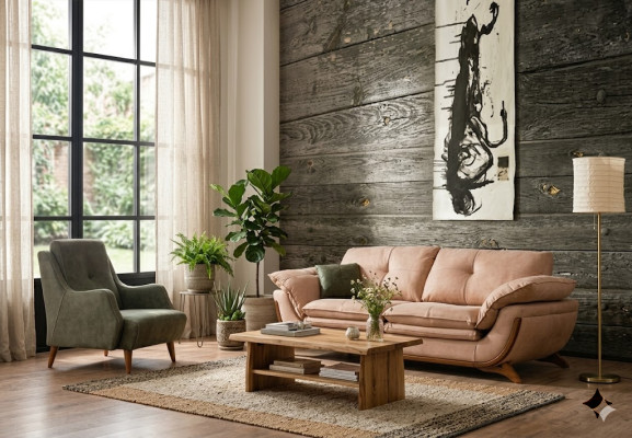 Bankstel Woonkamer Set Designer Driezitsbank Luxe Stoffen Fauteuil 2-delig