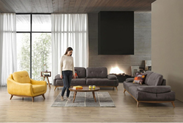 Stijlvolle woonkamerontwerpset Driesitzer Moderne fauteuil 2-delig.