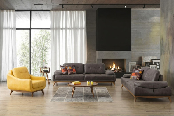 Stijlvolle woonkamerontwerpset Driesitzer Moderne fauteuil 2-delig.
