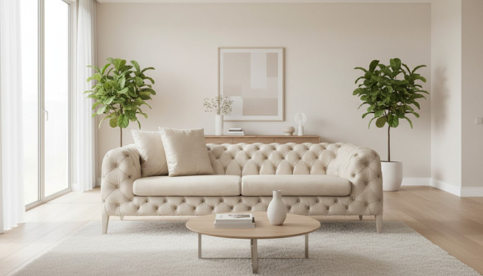 Woonkamer Witte Vierzits Designer Luxe Bankstel 4-Zitter Gestoffeerde Bank