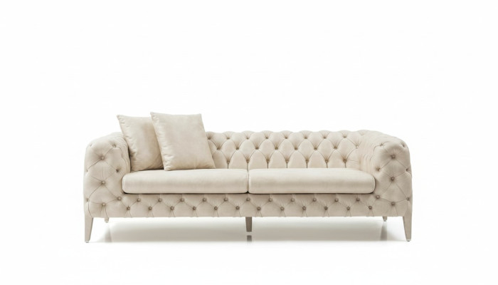 Woonkamer Witte Vierzits Designer Luxe Bankstel 4-Zitter Gestoffeerde Bank