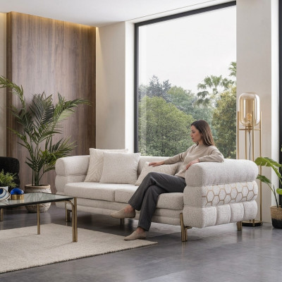 Witte driezits luxe 3-zits woonkamer designer zitmeubels bankstellen