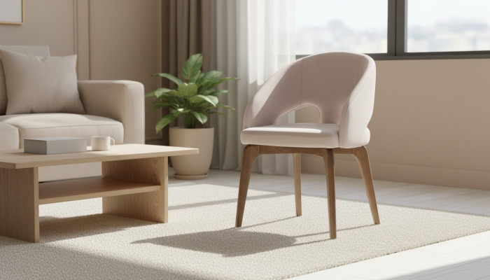Witte eetkamerstoel Stijlvolle fauteuil Gestoffeerde stoelen Moderne houten poten