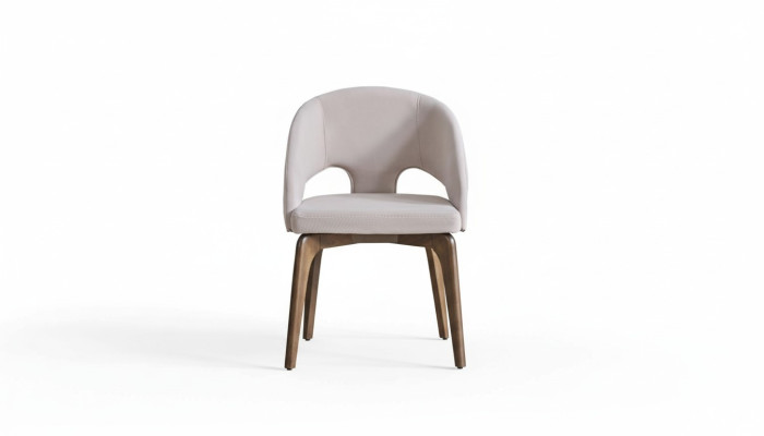 Witte eetkamerstoel Stijlvolle fauteuil Gestoffeerde stoelen Moderne houten poten