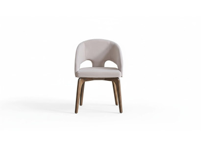 Witte eetkamerstoel Stijlvolle fauteuil Gestoffeerde stoelen Moderne houten poten