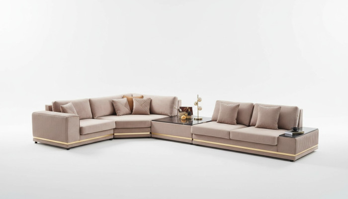 Beige L-vormige bank Stijlvolle woonlandschap Designer bank meubels