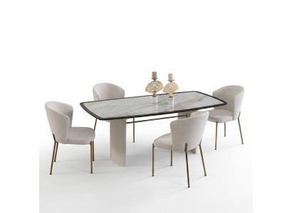 Witte eetkamerset Designer eettafel 4x stoelen houten meubels Luxe 5 delen