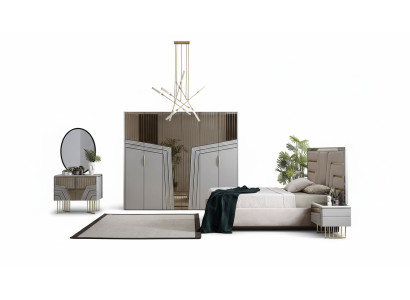 Modern slaapkamer set Luxe bed 2x nachtkastjes kledingkast 6-delig.