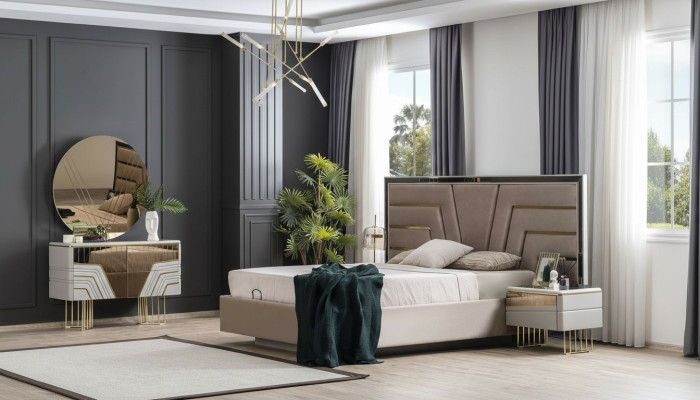 Slaapkamer set Bed 2x nachtkastjes Commode Spiegel Luxe set 5-delig.