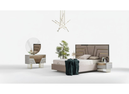 Slaapkamer set Bed 2x nachtkastjes Commode Spiegel Luxe set 5-delig.