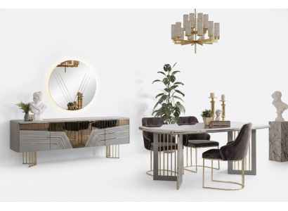 Eetkamerset Moderne eetkamerset Eettafel 4x Stoelen Dressoir Set