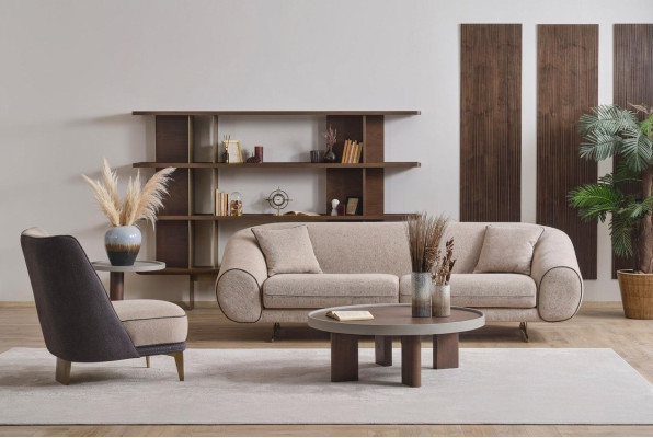 Woonkamer meubelontwerper 3+1 zits luxe fauteuil salontafel bijzettafel