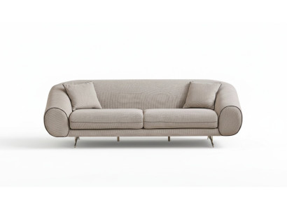 Moderne Beige Bank Woonkamer 3-zits Luxe Beklede Designer Bankstellen