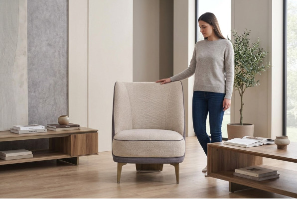 Beige fauteuil Woonkamer Meubels Luxueuze gestoffeerde fauteuil Designer 1-zits
