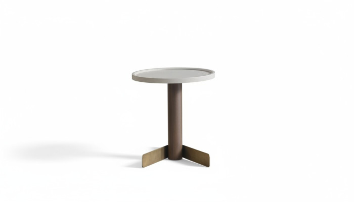 Witte bijzettafel Woonkamertafels Moderne houten ronde tafel Houten poot