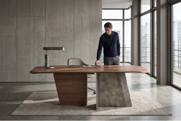 Ontwerper Bruine eettafel Luxe houten eettafel Eetkamer Hoogwaardige meubels