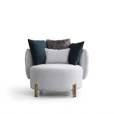 Witte textiel fauteuil luxe eenzitter designer woonkamer fauteuil
