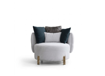 Witte textiel fauteuil luxe eenzitter designer woonkamer fauteuil