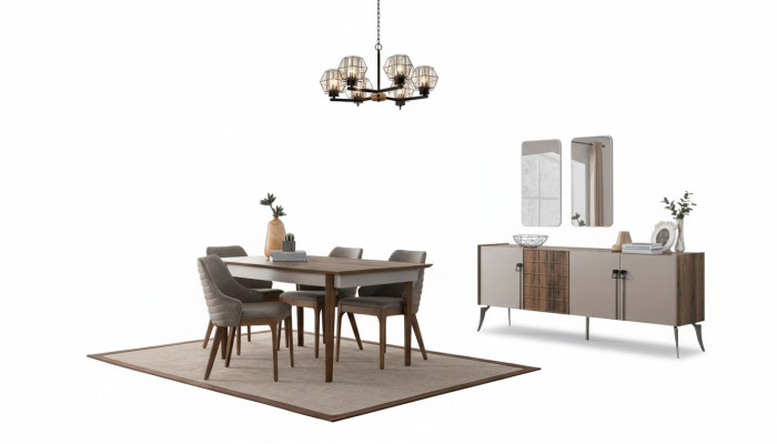 Edel eetkamerset Luxe eetkamerset Designer tafel Spiegel Stoelen