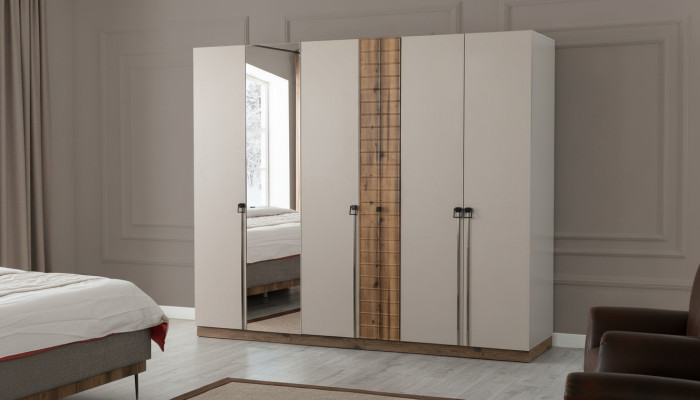 Beige slaapkamer kledingkast ontwerper kasten luxe houten kasten