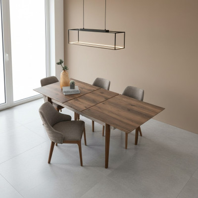 Grote eetkamer bruine tafel Houten meubels Designer eettafels