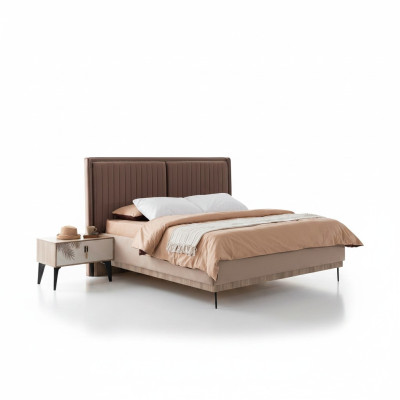 Bruin tweepersoonsbed designer slaapkamer meubels gestoffeerde luxe bedden