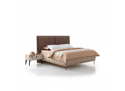 Bruin tweepersoonsbed designer slaapkamer meubels gestoffeerde luxe bedden