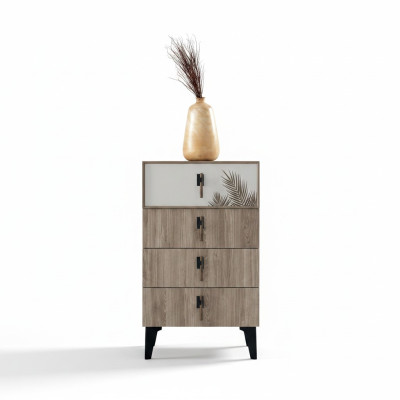 Slaapkamer meubels Lichtbruine hoge ladekast Designer ladekast met 4 deuren