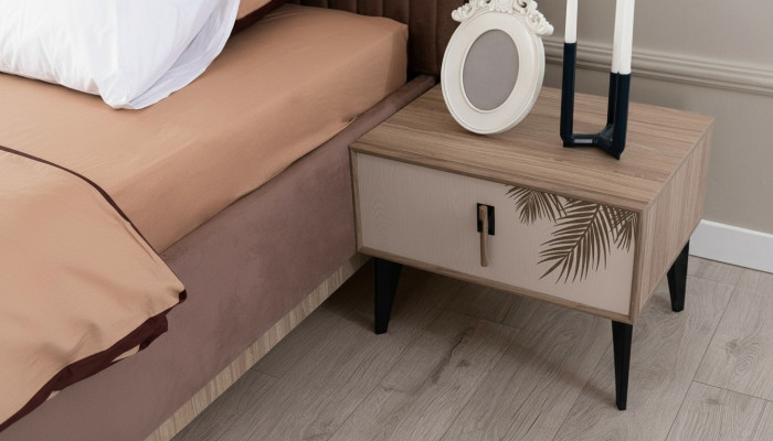 Beige nachtkastje ontwerper slaapkamer meubels luxe houten nachtkastjes