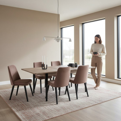Bruine rechthoekige eettafel Eetkamermeubels Houten tafels Luxe meubelen