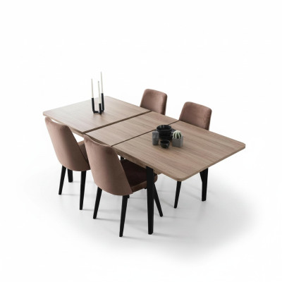 Bruine rechthoekige eettafel Eetkamermeubels Houten tafels Luxe meubelen