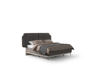 Grijze tweepersoonsbed moderne slaapkamer meubels luxe bedden houten frame
