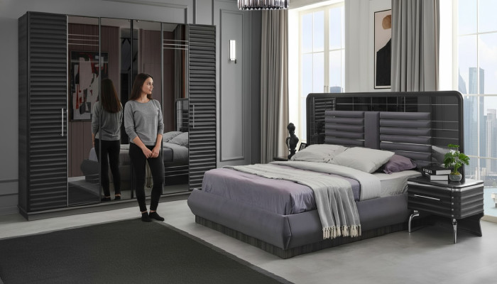 Bedframe Houten nachtkastjes Kledingkast Designer Slaapkamer set