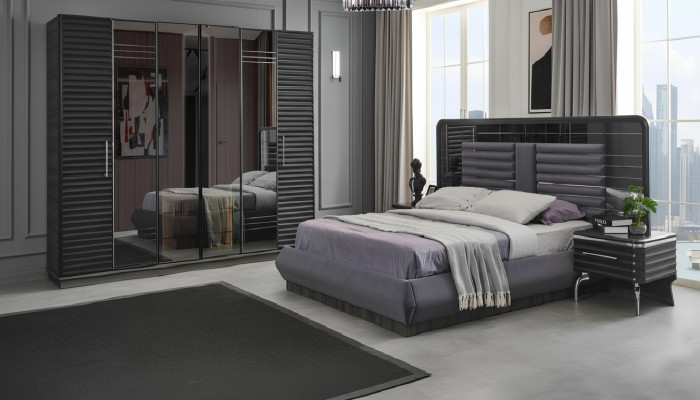 Bedframe Houten nachtkastjes Kledingkast Designer Slaapkamer set