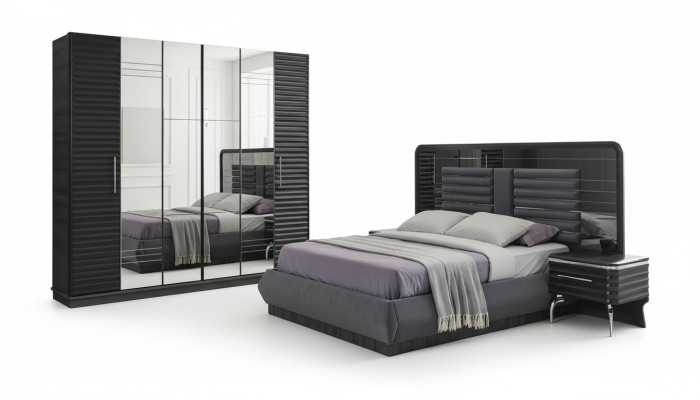 Bedframe Houten nachtkastjes Kledingkast Designer Slaapkamer set