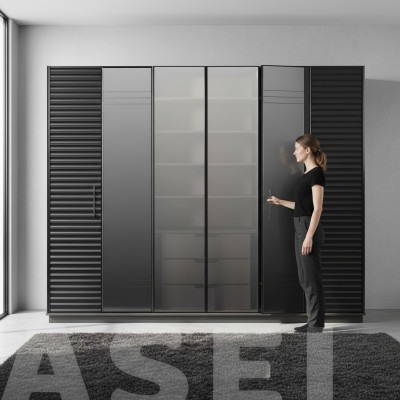 Zwarte kledingkast Luxe kasten Slaapkamerkast Houten meubels