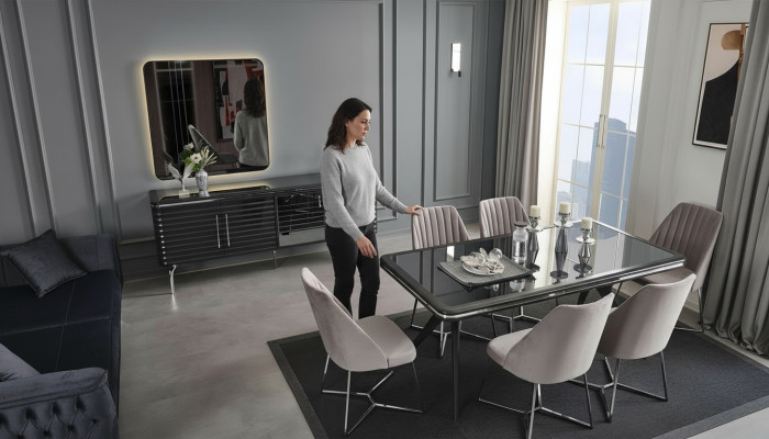Volledige eetkamer meubels Ontwerper Sideboard Luxe eettafel 4 stoelen