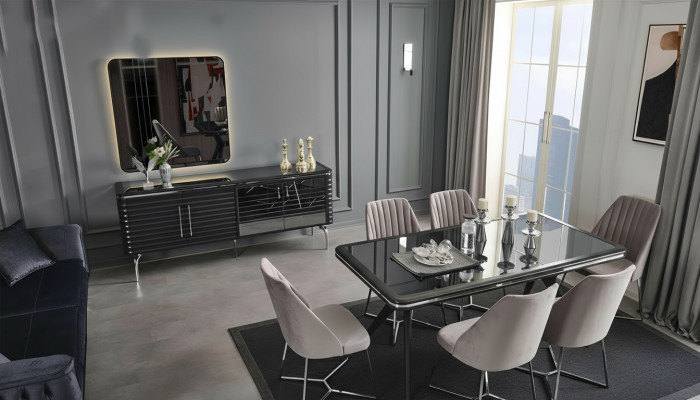 Volledige eetkamer meubels Ontwerper Sideboard Luxe eettafel 4 stoelen