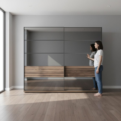 Zwarte kledingkast Moderne slaapkamermeubels Kast Houten kast