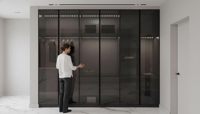 Moderne grijze kledingkast Slaapkamer kasten Designer inrichting