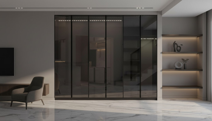 Moderne grijze kledingkast Slaapkamer kasten Designer inrichting